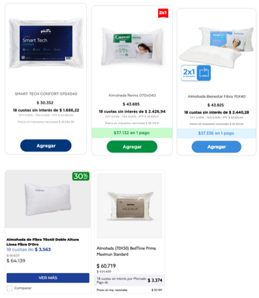 Archivo:Almohadas de Fibra - Precios.png
